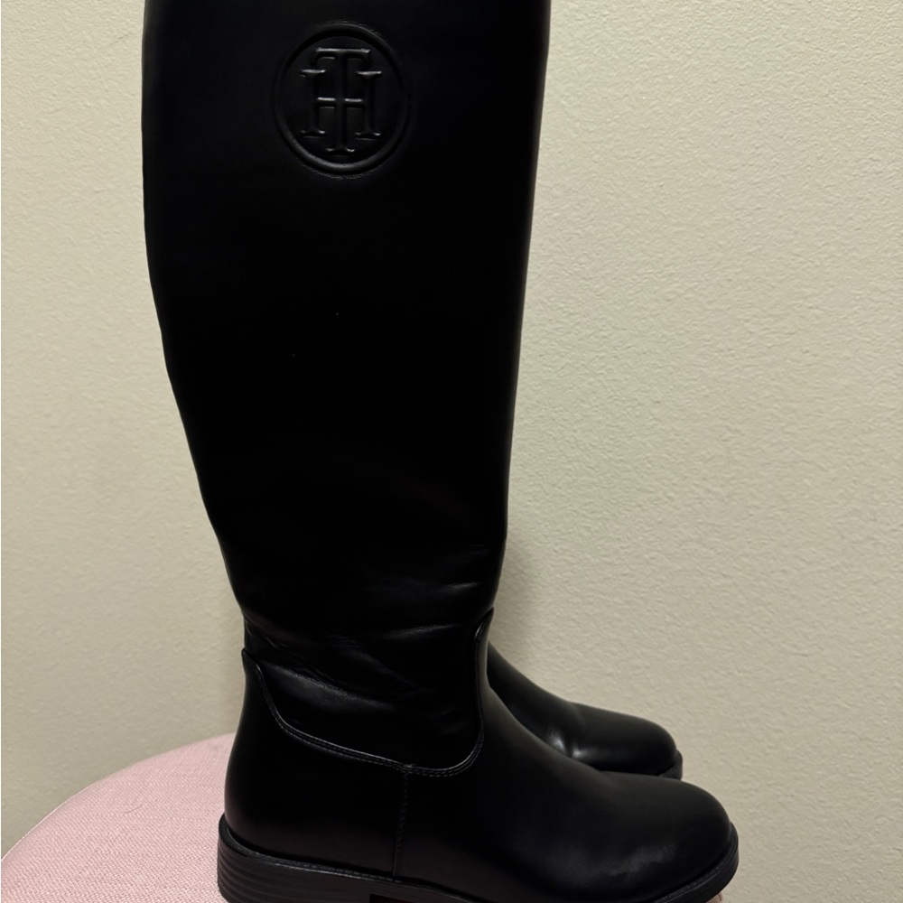 Tommy Hilfiger Black Leather Riding Boots